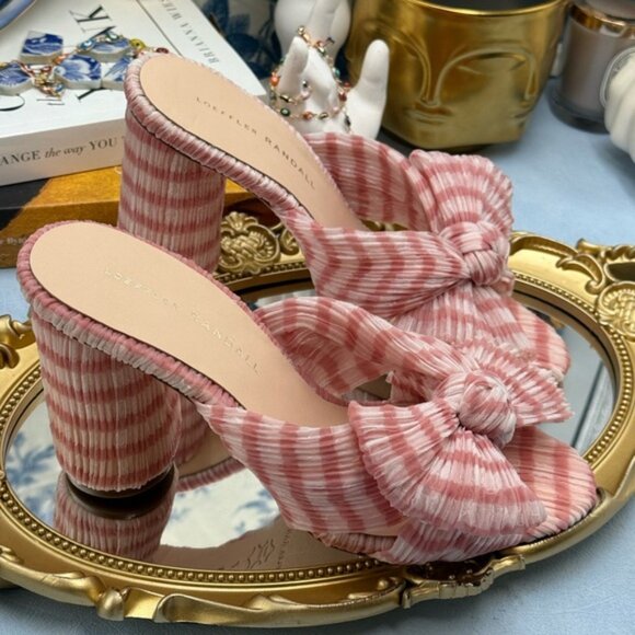 🆕 LOEFFLER RANDALL 🧿 NWOB Penny Soft Pink Gingham Pleated Bow Heel, Sz 7 - Picture 9 of 14